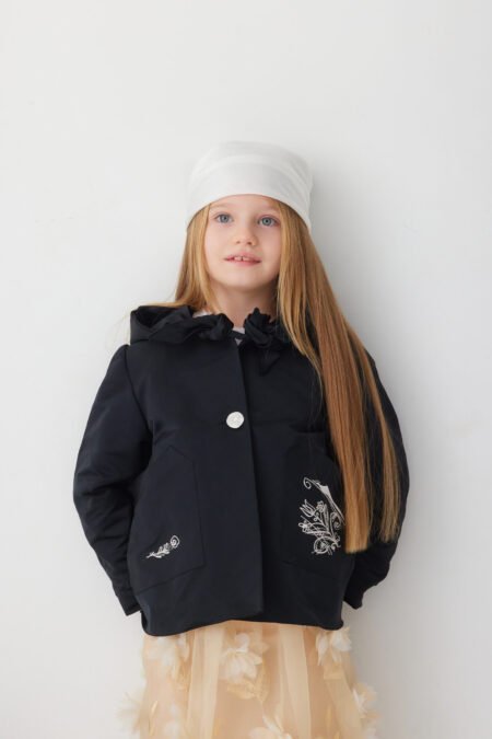 trench tafta cu broderie pentru fete